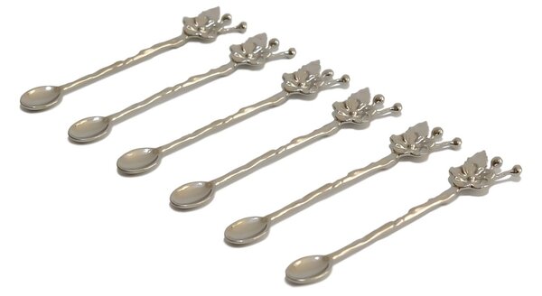 Set lingurite cafea floricica 6 bucati PLT0494 Argintiu 13.5x3x0.2 cm