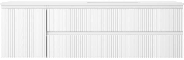 Mexen Rivel, mobilier baie 160 cm cu lavoar Otis dreapta, 2S, 1D, canelat, alb mat, 91A23-16047-3-BBFFF01-W18P01