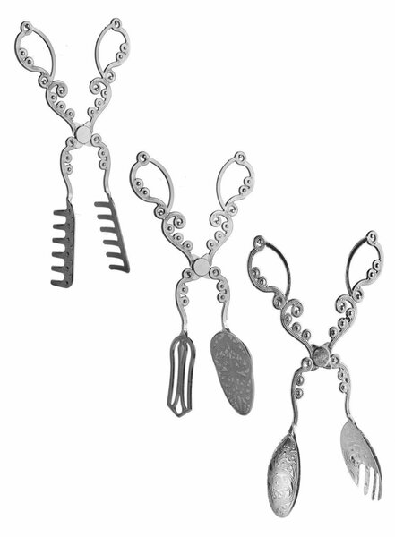 Set 3 buc cleste bucatarie PLT0419 Argintiu 22x22x22 cm
