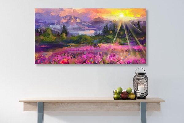 Tablou pictură în ulei peisajul multicolor