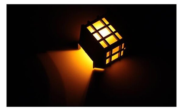 Aplica solara tip felinar, LED SMD, efect flacara, senzor crepuscular, panou solar 2V 70 mAh, negru