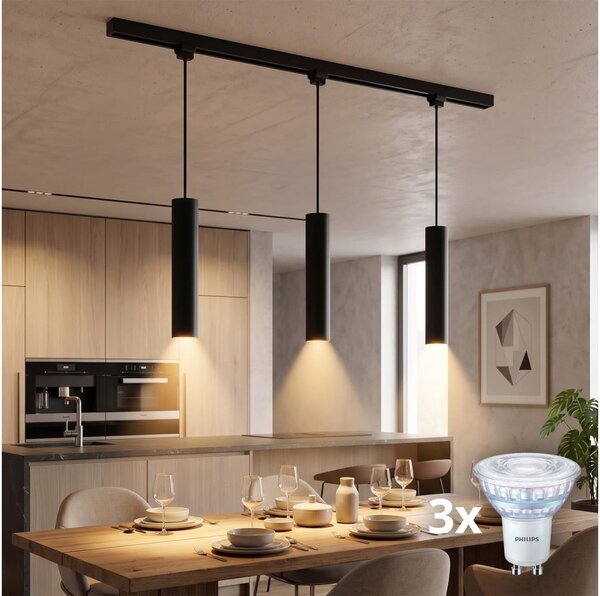 Philips-LED lustră dimabilă suspendată pe cablu pentru sistem de șină EASYLINK 3xGU10/7W/230V 1 m negru