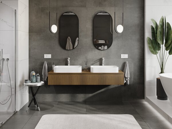 Mexen Rivel, mobilier baie 160 cm, 1 sertar, canelat, nuc, 91A20-16023-1-BF86