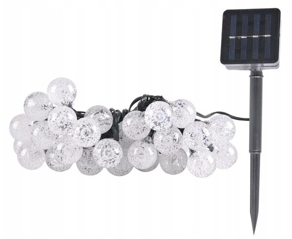 Ghirlanda solara cu 20 LED-uri, 34 lm, lumina 3000K, lungime 485 cm, senzor crepuscular