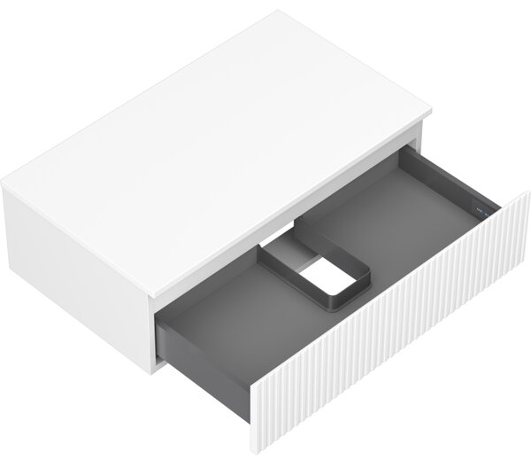 Mexen Rivel, mobilier de baie 80 cm cu blat, 1 sertar, canelat, alb mat, 91A20-08023-1-BFC01