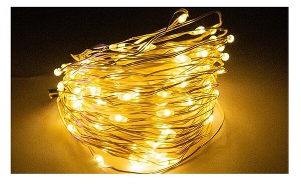 Ghirlanda solara LED, 100 becuri, lumina 3000K, 1W, IP44, lungime totala 1190 cm
