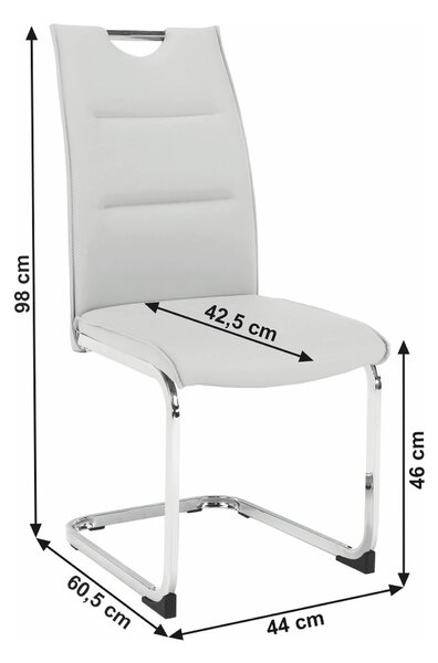 Scaun TOSENA, gri deschis/crom, piele ecologica/metal, 44x61x98 cm