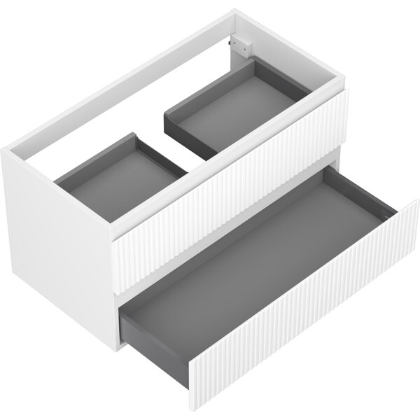 Mexen Rivel, mobilier baie 90 cm, 2 sertare, canelat, alb mat, 91A20-09047-2-BFF01