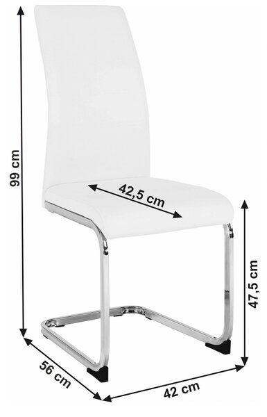 Scaun VATENA, alb/crom, piele ecologica/metal, 42x56x99 cm