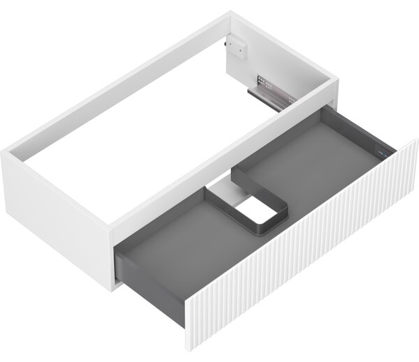 Mexen Rivel, mobilier baie 90 cm, 1 sertar, canelat, alb mat, 91A20-09023-1-BF01