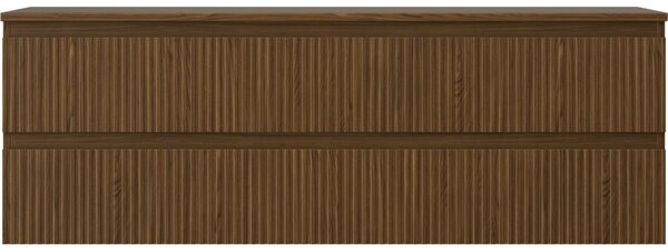 Mexen Rivel, mobilier de baie sub lavoar 140 cm cu blat, 2 sertare, canelat, nuc, 91A20-14047-2-BFFC86