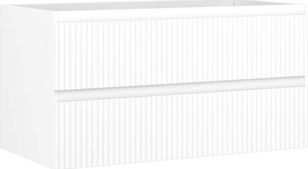 Mexen Rivel, mobilier baie 90 cm, 2 sertare, canelat, alb mat, 91A20-09047-2-BFF01