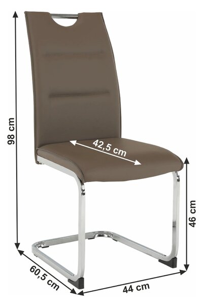 Scaun TOSENA, maro/crom, piele ecologica/metal, 44x61x98 cm