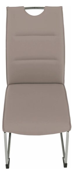 Scaun dining TOSENA, maro deschis/crom, piele ecologica/metal, 44x61x9