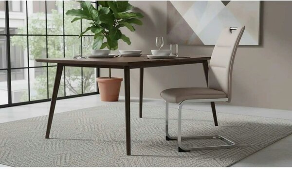 Scaun dining TOSENA, maro deschis/crom, piele ecologica/metal, 44x61x9