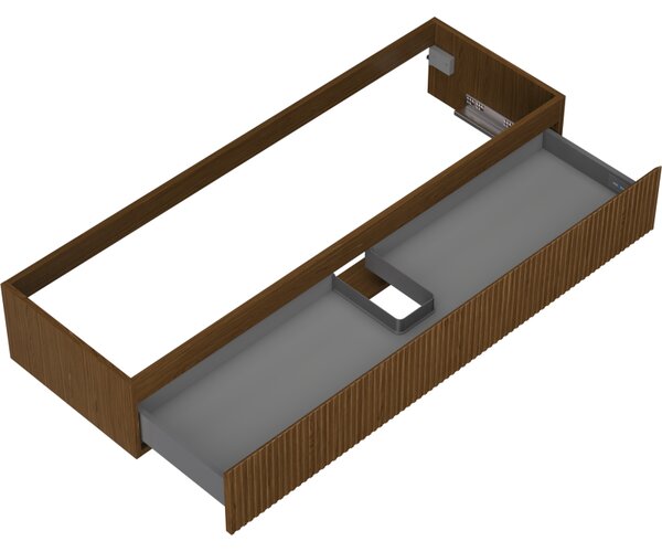 Mexen Rivel, mobilier de baie sub lavoar 140 cm, 1 sertar, canelat, nuc, 91A20-14023-1-BF86