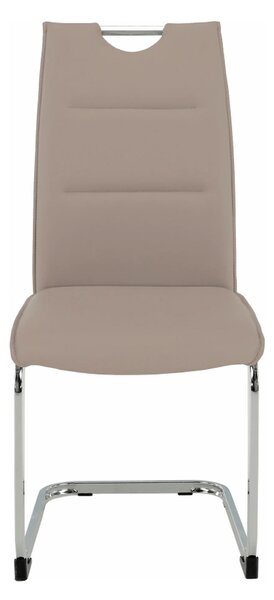 Scaun dining TOSENA, maro deschis/crom, piele ecologica/metal, 44x61x9