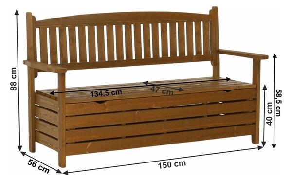 Banca gradina AMULA, stejar inchis, lemn, 150x58x88 cm