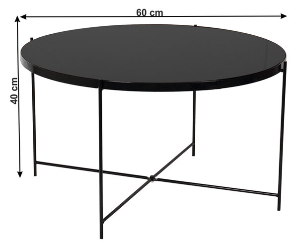Masuta de cafea KURTIS, negru, sticla/metal, 60x60x40 cm