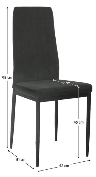 Scaun ENRA, gri inchis/negru, textil/metal, 41x46x98 cm