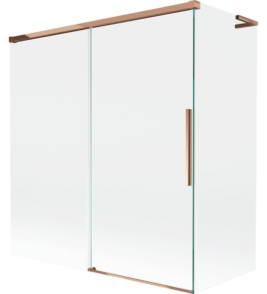 Mexen Rox, paravan de baie glisant cu 2 aripi, L, 150 + 70 x 150 cm, sticlă transparentă de 8 mm, profil auriu-roz, 8C9L-150-070-60-00