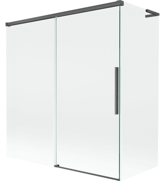 Mexen Rox, paravan de baie glisant cu 2 aripi, L, 150 + 70 x 150 cm, sticlă transparentă de 8 mm, profil grafit periat, 8C9L-150-070-66-00