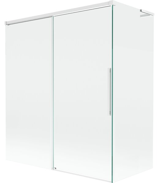 Mexen Rox, paravan de baie culisant L cu 2 aripi 140 + 70 x 150 cm, sticlă transparentă de 8 mm, profil alb, 8C9L-140-070-20-00