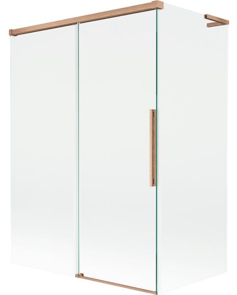 Mexen Rox, paravan cadă cu 2 aripi, tip L, 120 + 70 x 150 cm, sticlă transparentă de 8 mm, profil mat cupră, 8C9L-120-070-65-00