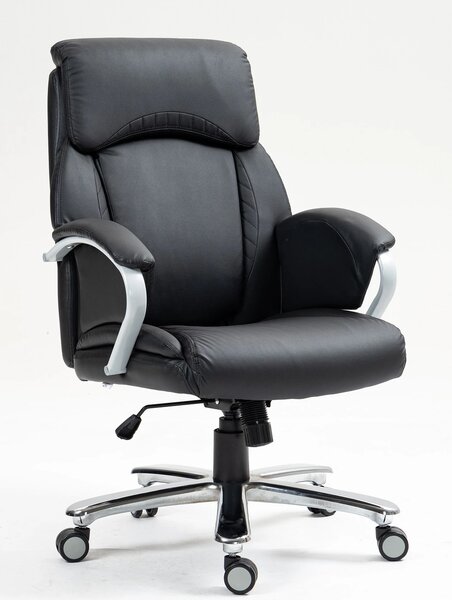 Scaun directorial, mecanism inclinare/blocare, inaltime reglabila, rezistent 225 kg, PU, Negru