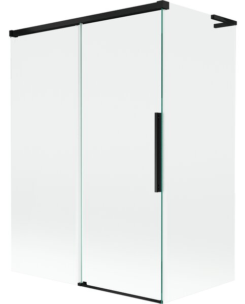 Mexen Rox, paravan cadă cu 2 aripi, tip L, 120 + 70 x 150 cm, sticlă transparentă de 8 mm, profil negru mat, 8C9L-120-070-70-00