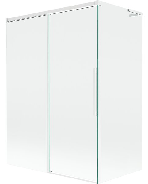 Mexen Rox, paravan de cadă cu 2 aripi, tip L, 120 + 70 x 150 cm, sticlă transparentă de 8 mm, profil alb, 8C9L-120-070-20-00