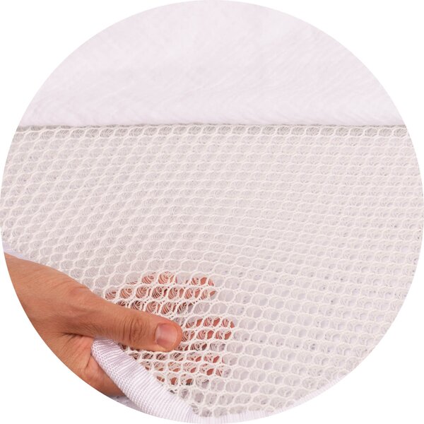 Set cearceaf si topper saltea antisufocare si antitranspiratie pentru landou Kidizi 3D AirFlow, cearceaf din muselina bumbac 100%