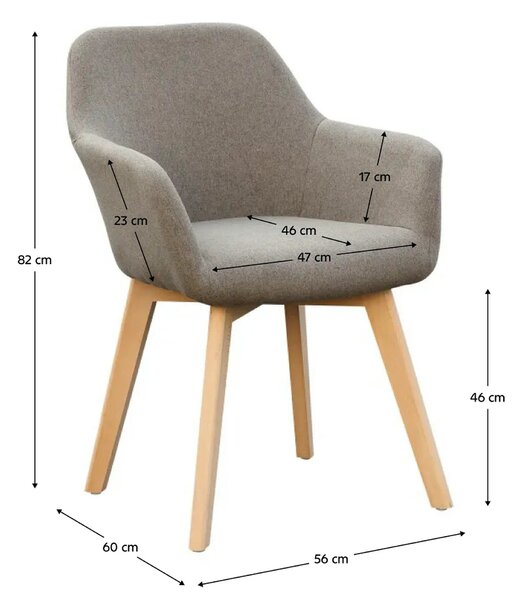 Scaun CLORIN NEW, grej/fag, tesatura/lemn, 56x60x82 cm