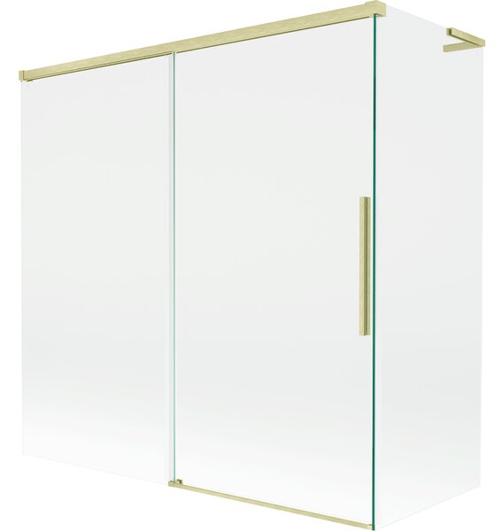 Mexen Rox, paravan de cadă cu 2 aripi, tip L, 160 + 70 x 150 cm, sticlă transparentă de 8 mm, profil auriu mat, 8C9L-160-070-55-00