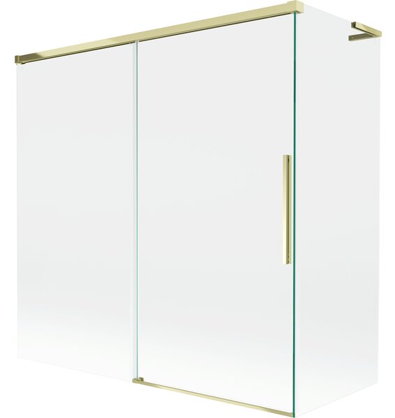 Mexen Rox, paravan cadă cu 2 aripi, tip L, 160 + 75 x 150 cm, sticlă transparentă de 8 mm, profil auriu lucios, 8C9L-160-075-50-00