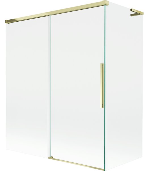 Mexen Rox, paravan de baie culisant L cu 2 aripi 140 + 70 x 150 cm, sticlă transparentă de 8 mm, profil auriu lucios, 8C9L-140-070-50-00