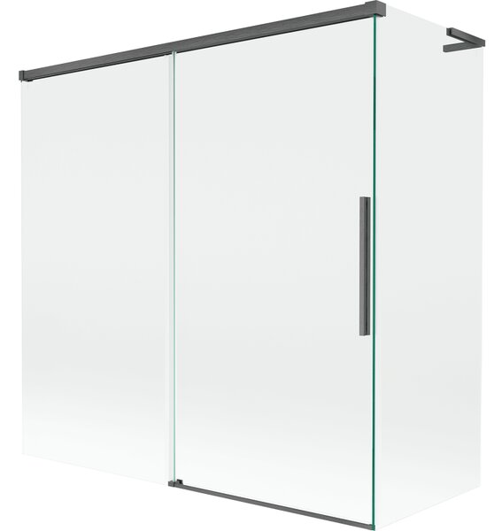 Mexen Rox, paravan de cadă cu 2 aripi, tip L, 160 + 70 x 150 cm, sticlă transparentă de 8 mm, profil grafit periat, 8C9L-160-070-66-00