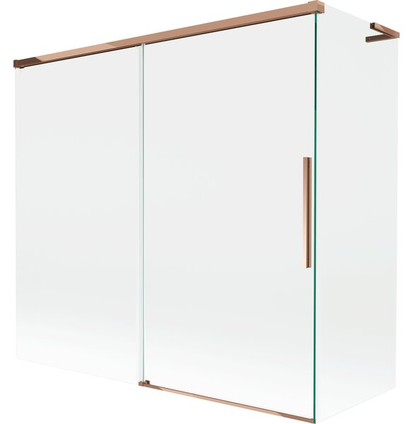 Mexen Rox, paravan de baie cu 2 aripi, tip L, 170 + 70 x 150 cm, sticlă transparentă de 8 mm, profil auriu-roz, 8C9L-170-070-60-00