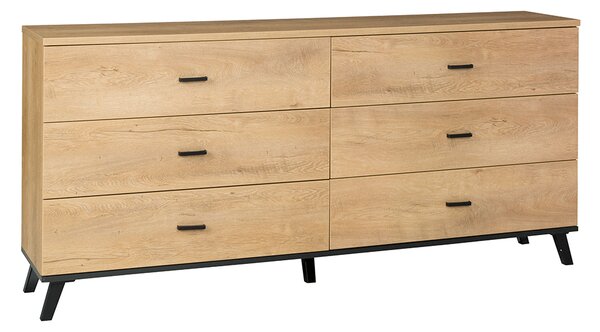 Comoda SIRAN TYP 5, stejar lefkas/negru, DTD laminat/plastic, 181x40x8