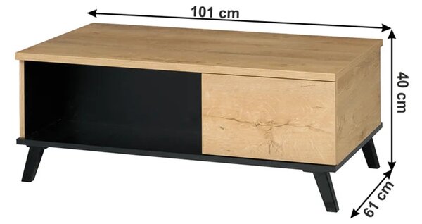 Masuta de cafea SIRAN TYP 8, stejar deschis/negru, DTD laminat/plastic