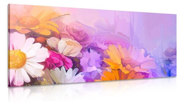 Tablou pictură în ulei a florilor multicolorate
