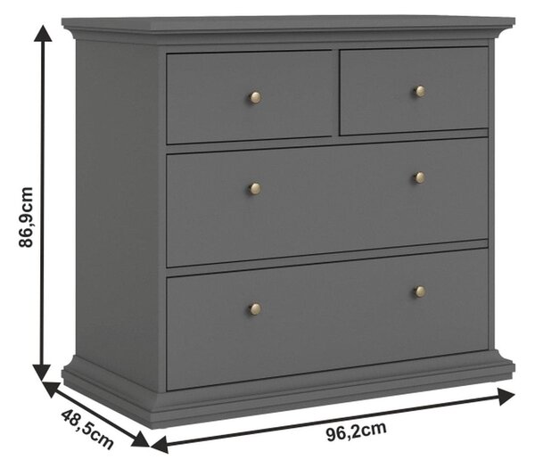 Comoda PARIS, gri, PAL laminat/metal, 96x49x87 cm