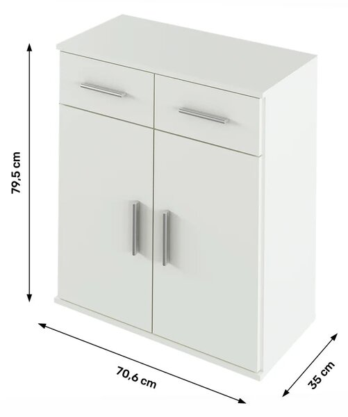 Comoda RESITA TYP 2, alb, DTD laminat, 71x35x80 cm