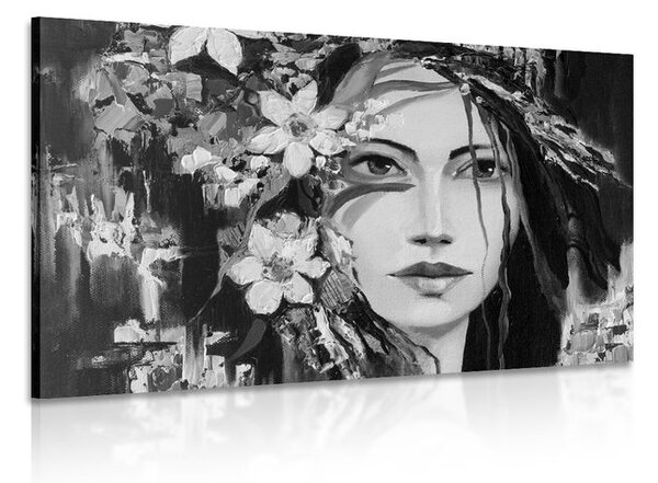Tablou pictură originală a femei în design alb-negru