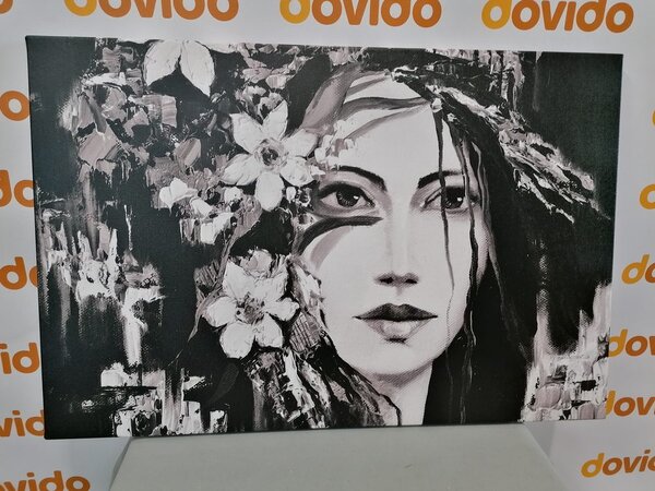 Tablou pictură originală a femei în design alb-negru