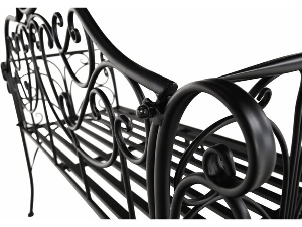 Banca gradina ETELIA, negru, metal, 131x49x89 cm