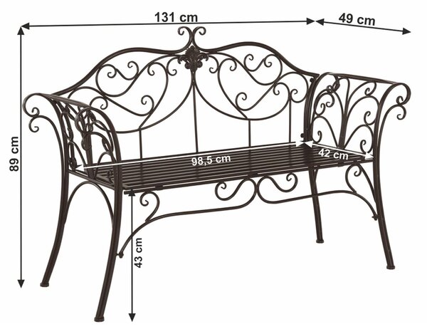 Banca gradina ETELIA, negru, metal, 131x49x89 cm