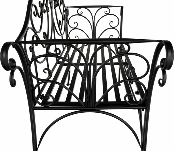 Banca gradina ETELIA, negru, metal, 131x49x89 cm
