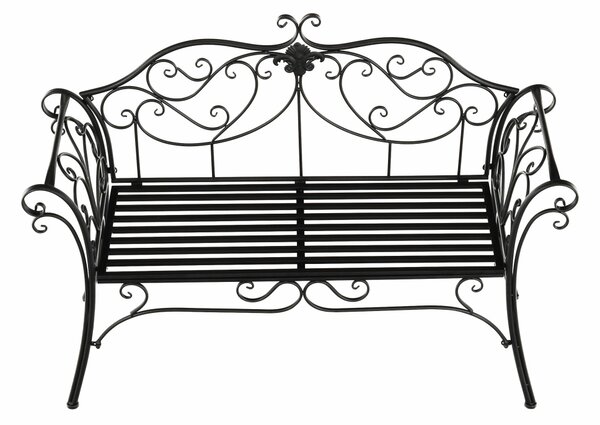 Banca gradina ETELIA, negru, metal, 131x49x89 cm
