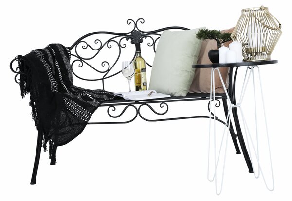 Banca gradina ETELIA, negru, metal, 131x49x89 cm